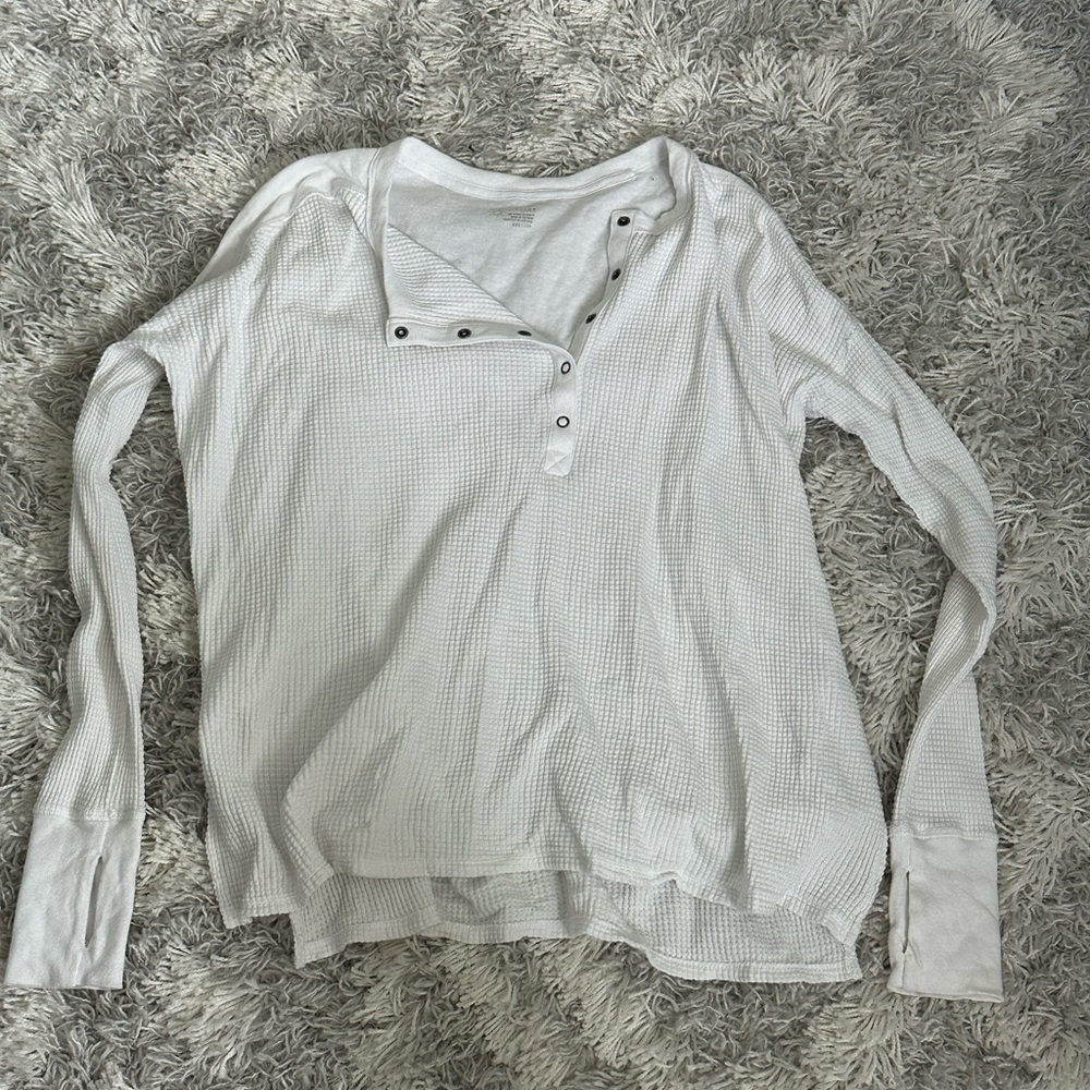 aerie white waffle knit top